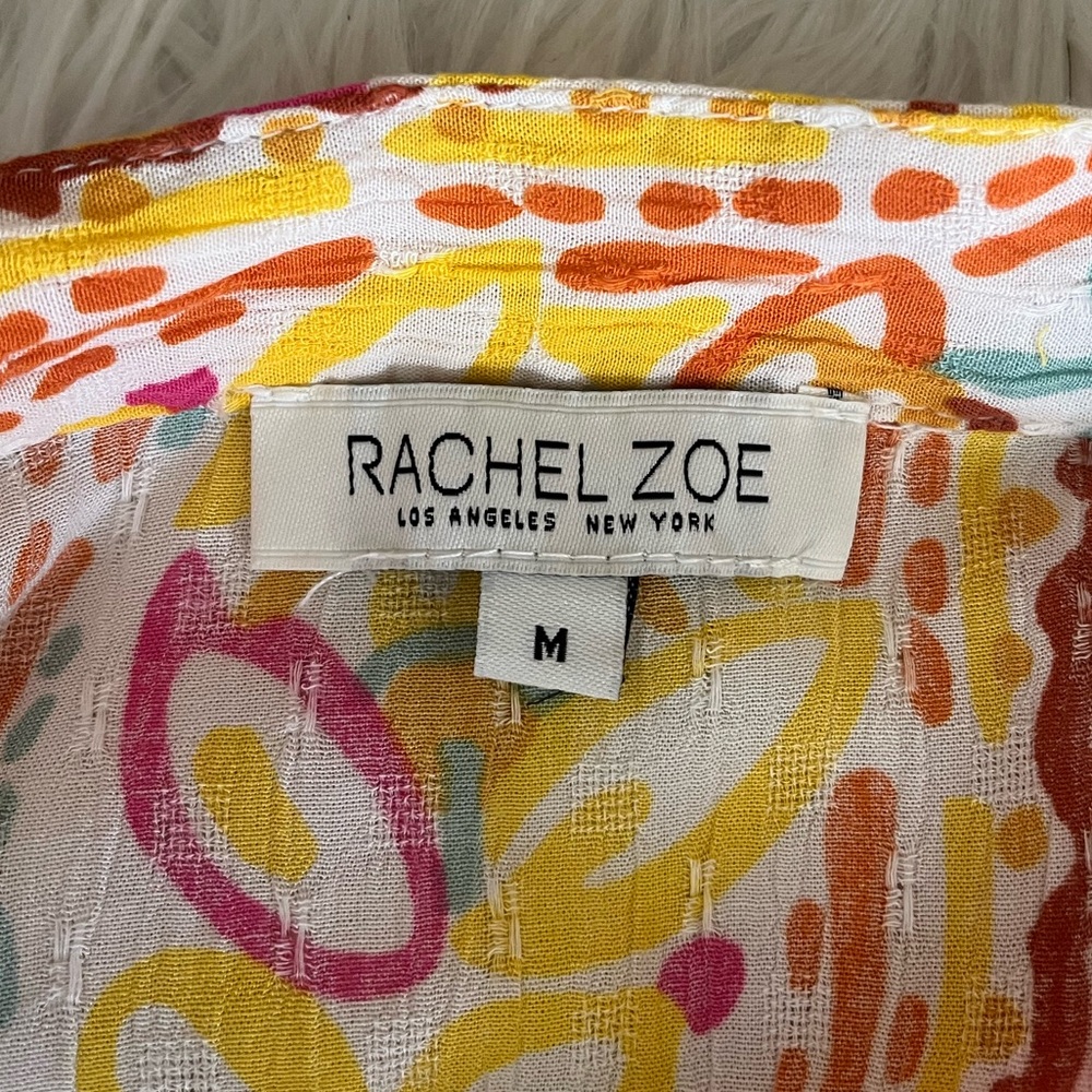 {Rachel Zoe} Long Dolman Sleeve Paisley Print Cropped Blouse - Womens Medium - Picture 8 of 9